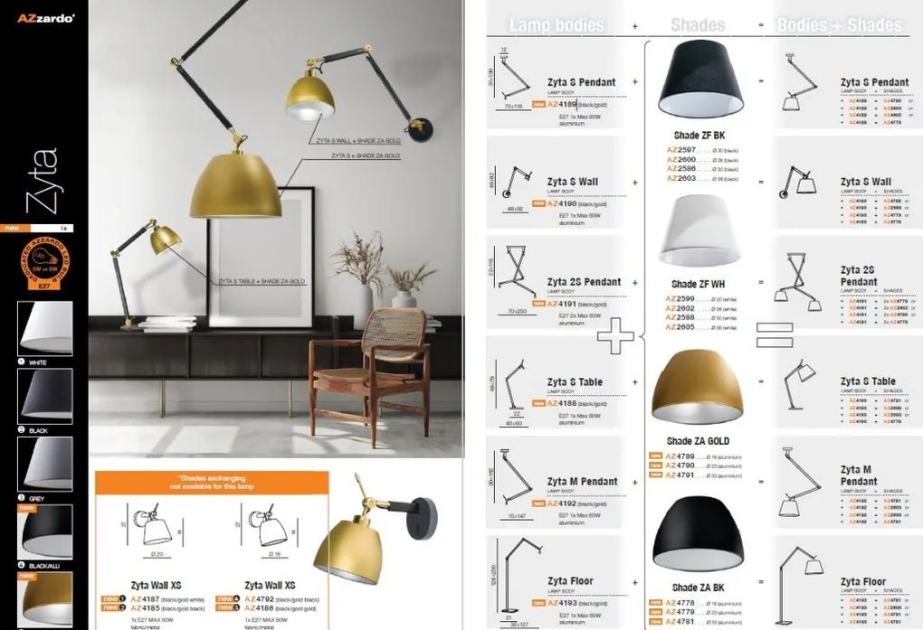 Accesoriu, Baza pentru veioza ZYTA S TABLE BK/GO