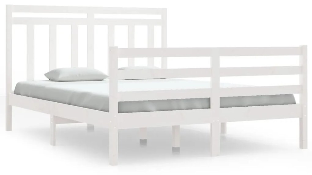 3105296 vidaXL Cadru pat, alb, 140x190 cm, lemn masiv