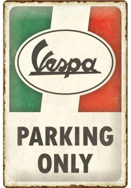 Placă metalică Vespa - Parking Only Italian