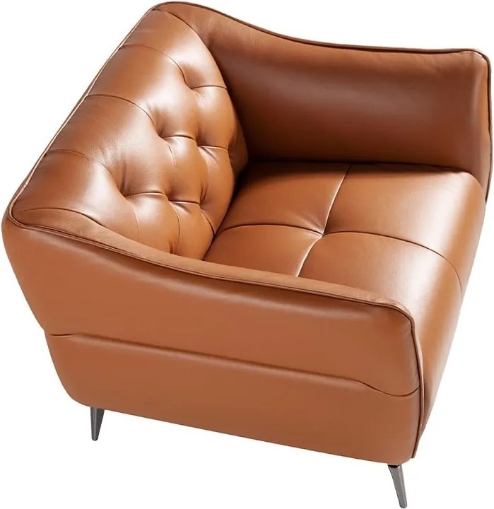 Fotoliu din piele naturala capitonata Cowhide leather brown