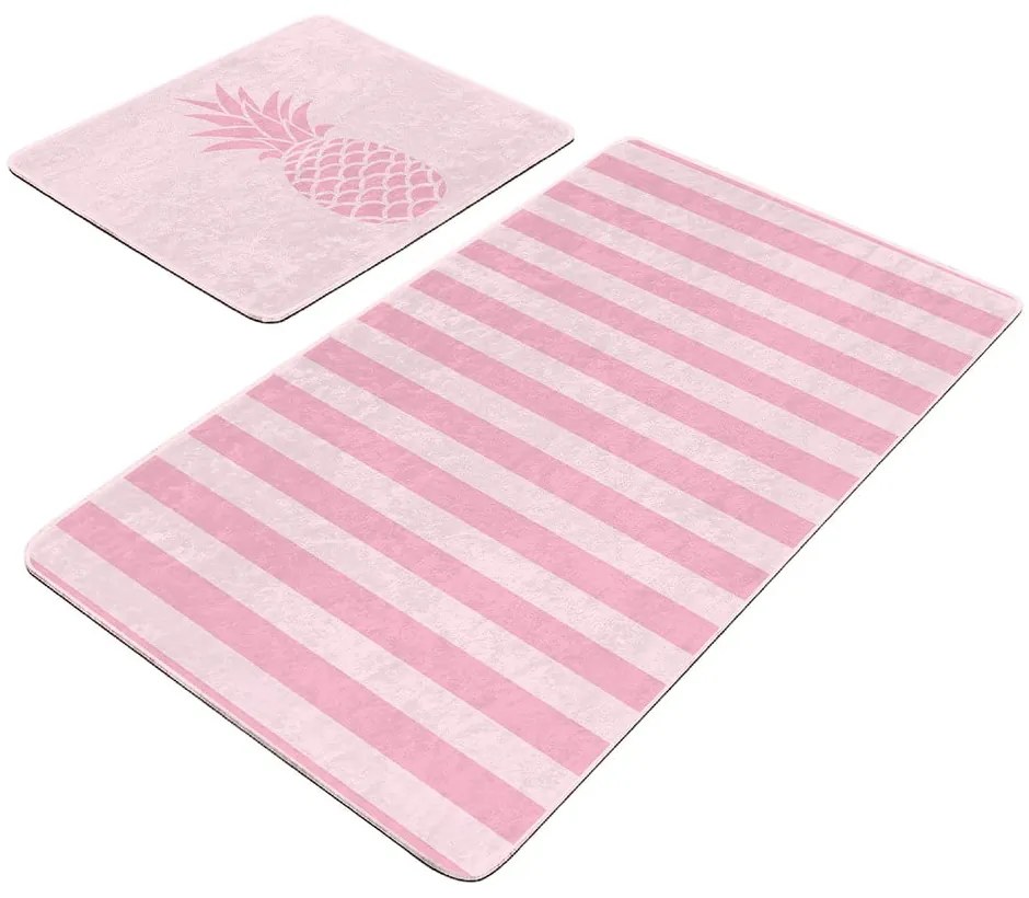 Covorașe de baie roz 2 buc. din catifea 60x100 cm – Mila Home