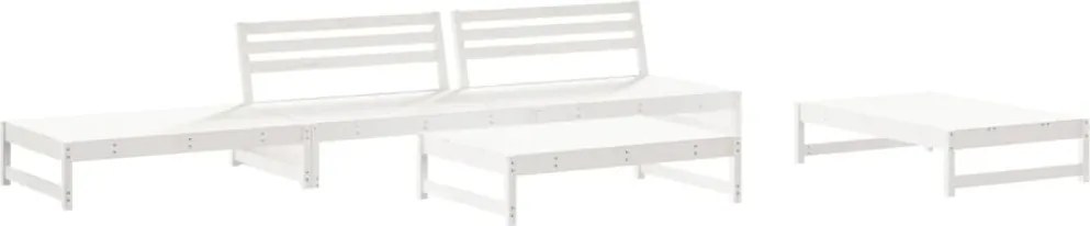 vidaXL Set mobilier de grădină, 6 piese, alb, lemn masiv pin