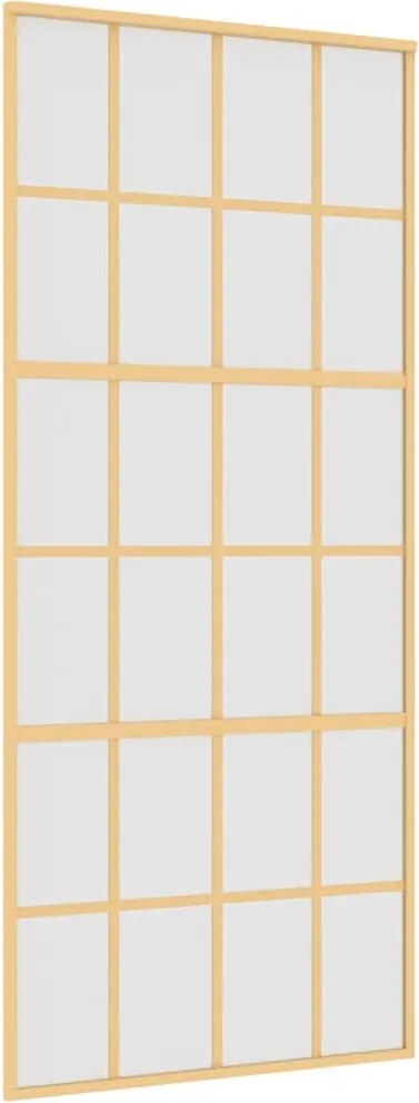 vidaXL Ușă glisantă, auriu, 90x205 cm, sticlă ESG mată și aluminiu