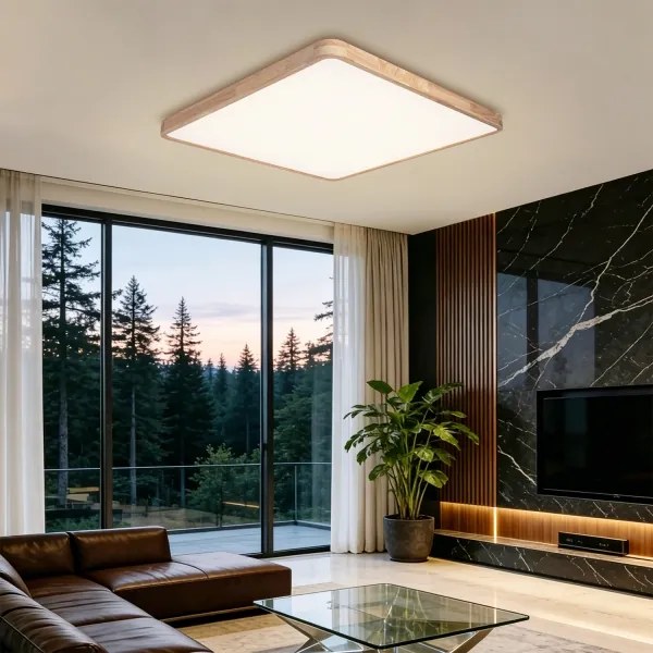 BRILAGI - Corp de iluminat LED dimabil WOODLINE SQUARE LED/180W/230V, finisaj stejar, 100x100 cm + telecomandă