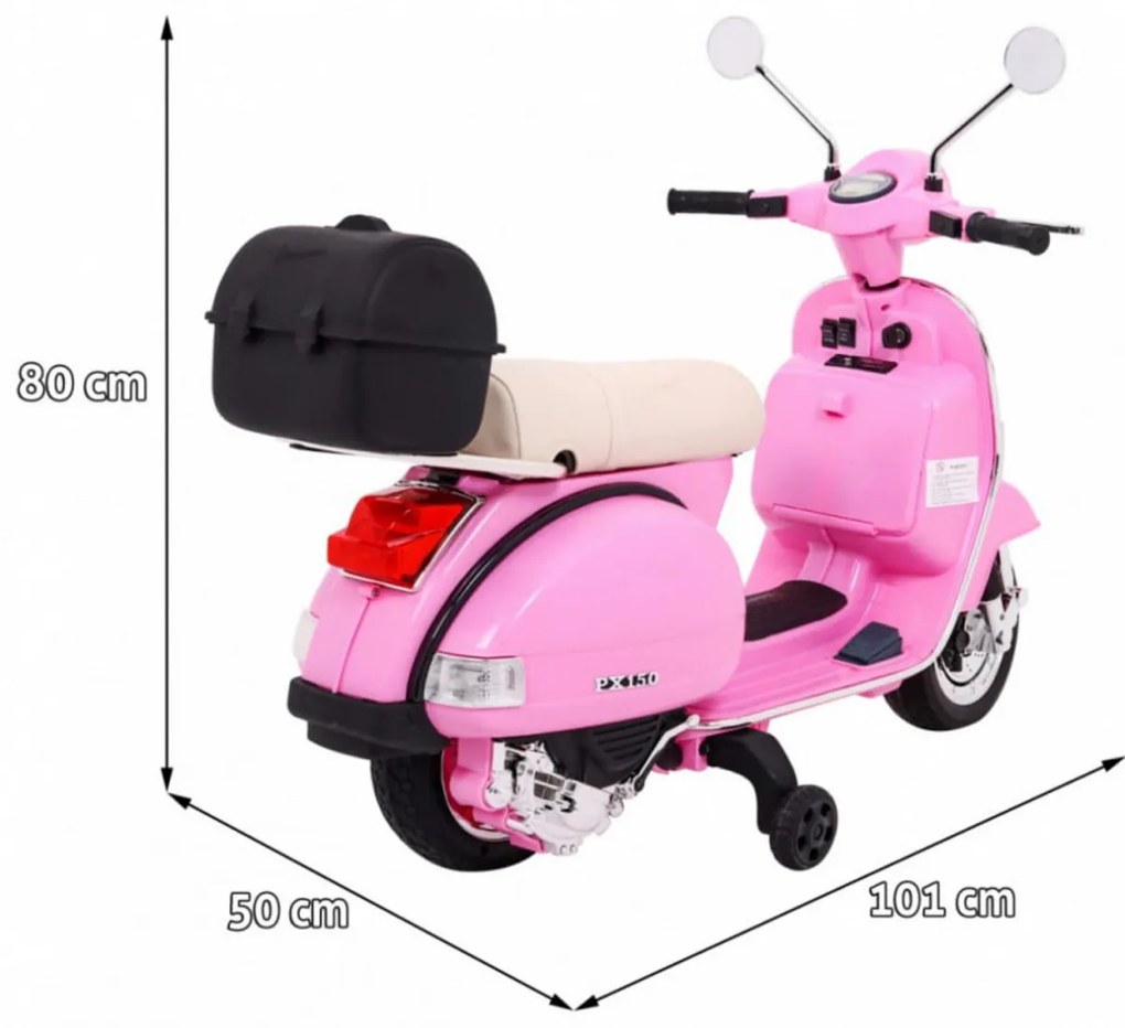 Motocicleta Electrica cu Acumulator Pentru Copii NOVOKIDS™ Vespa Premium Retro Scooter, Pornire la cheie, 3-8 ani, Max 30 kg, Cu Melodii si Lumini