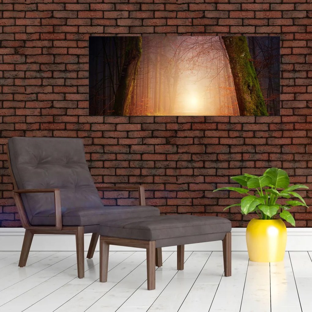 Tablou cu pădurea toamna în ceață (120x50 cm)