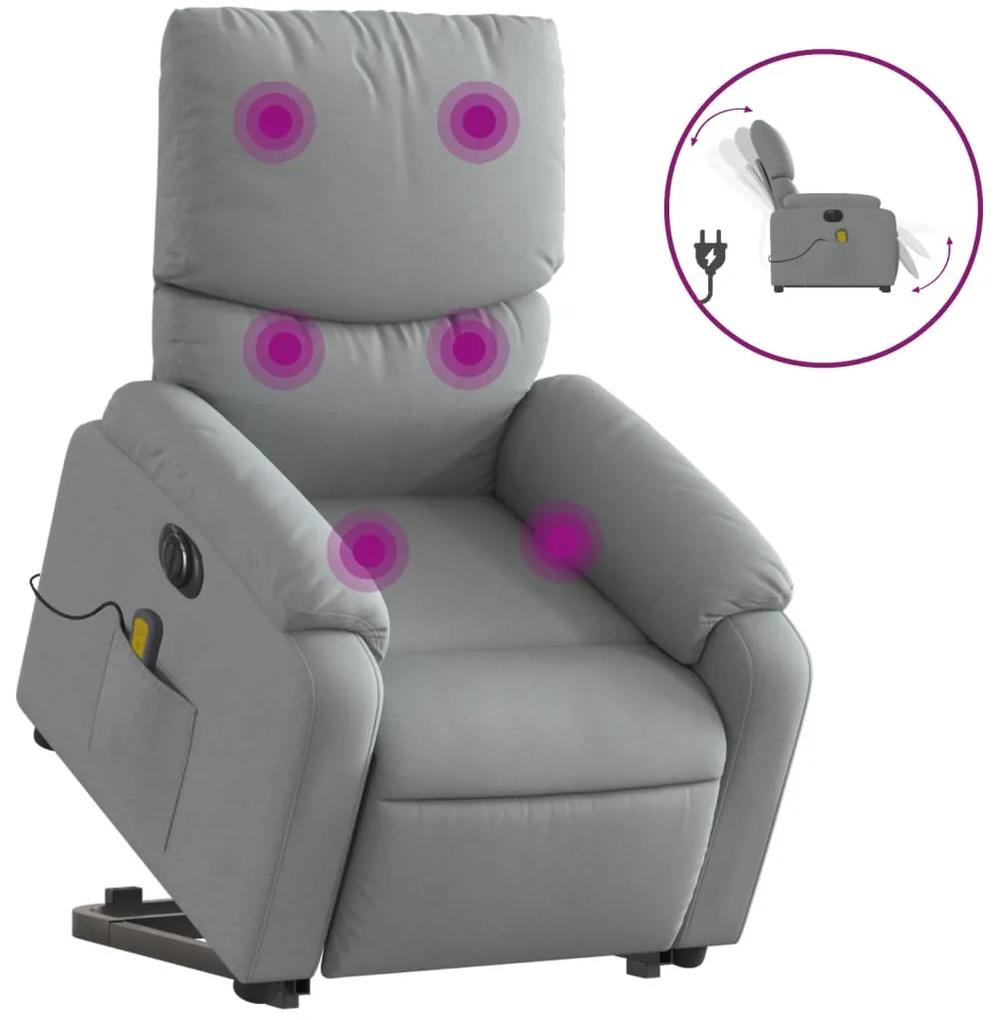 3204860 vidaXL Fotoliu electric masaj rabatabil cu ridicare, gri închis textil