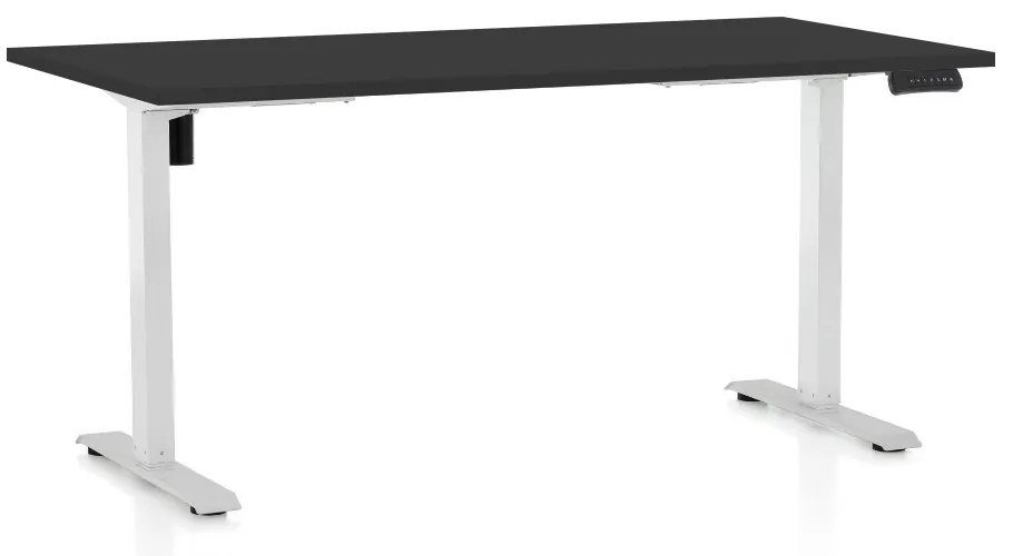 Masa inaltime reglabila OfficeTech B, 160 x 80 cm, bază albă, negru