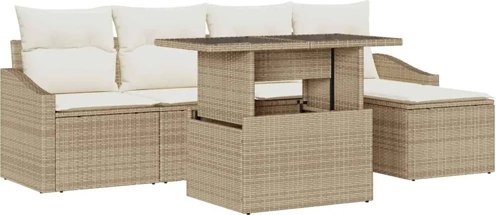 vidaXL Set de canapele pentru grădină 6 pcs Bej și crem poliratan