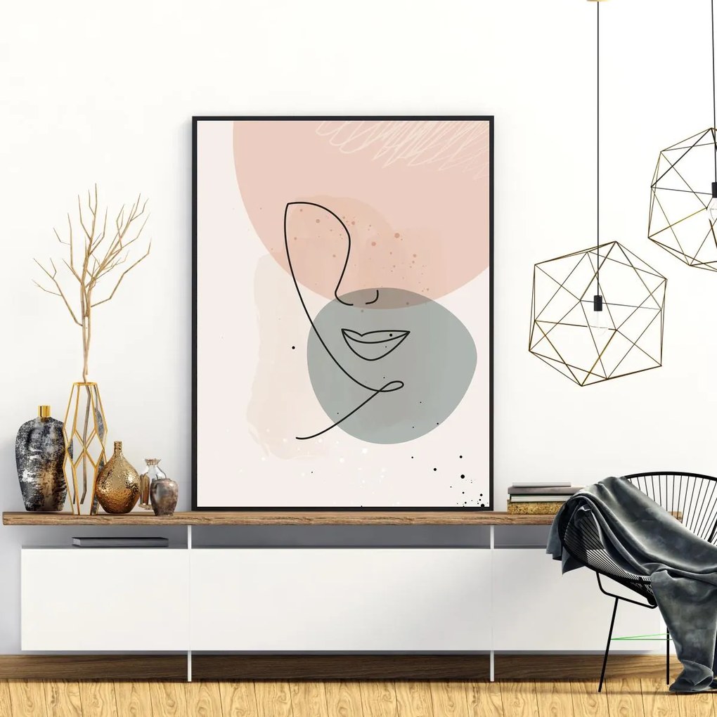 Poster - Abstracție cu fața de femeie (A4)