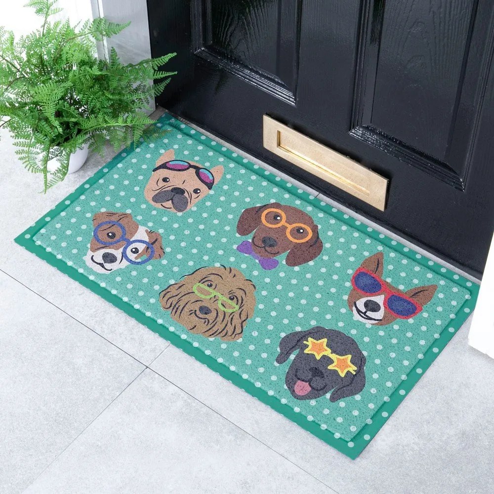 Covoraș de intrare 40x70 cm Dogs on Polka Dots – Artsy Doormats