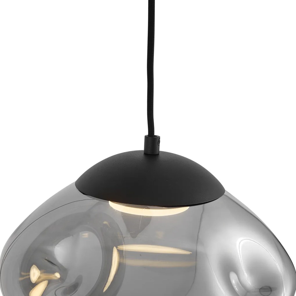 Lampă suspendată de design negru cu sticlă fumurie cu 3 lumini - Gus