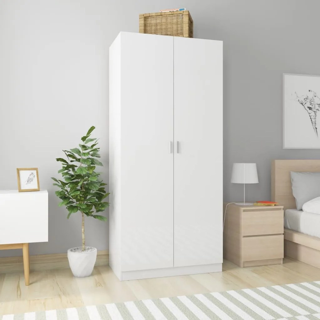800636 vidaXL Șifonier, alb extralucios, 90x52x200 cm, PAL
