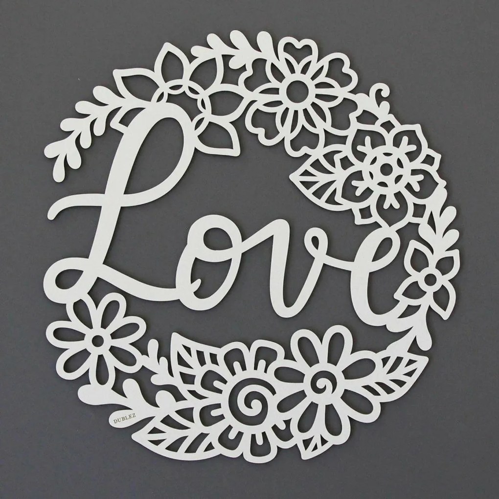 DUBLEZ | Coroniță decorativă din lemn pentru ușă - Love