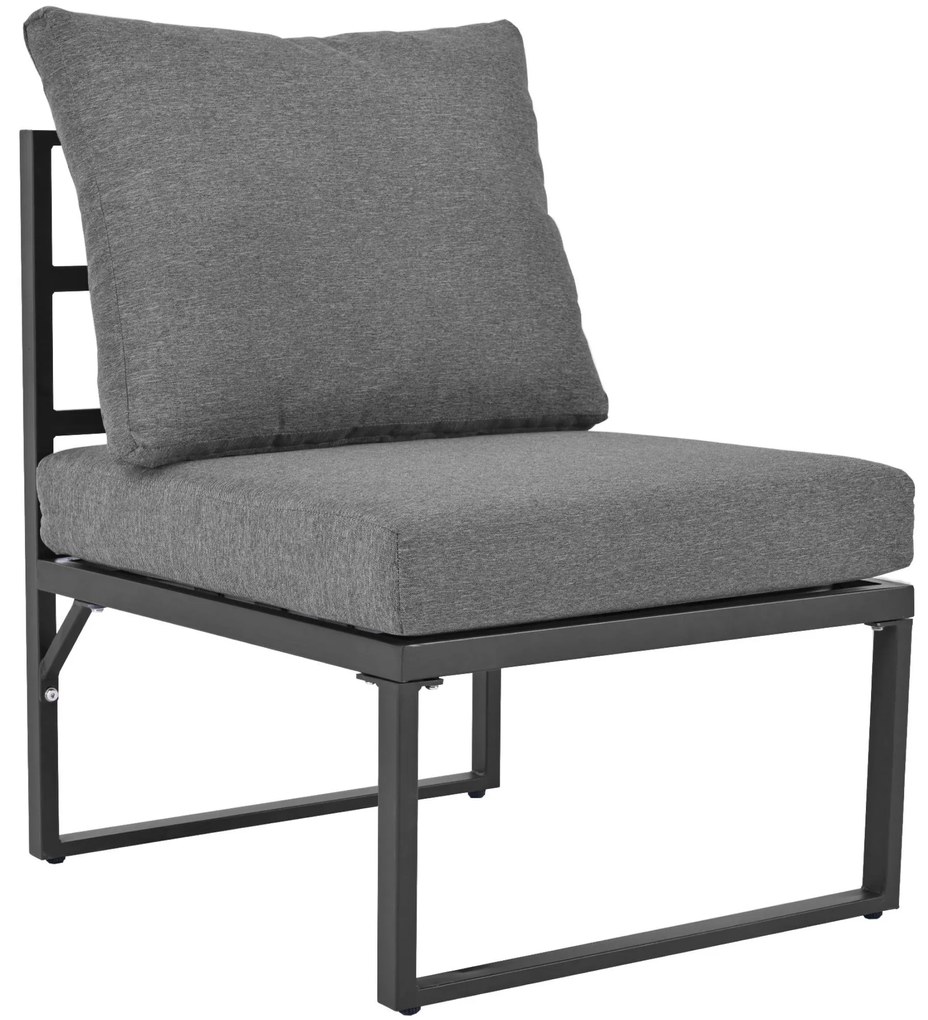 Set de mobilier de grădină din 4 piese, canapea cu trei locuri cu marchiză, 2 fotolii individuale și măsuță de cafea, Gri