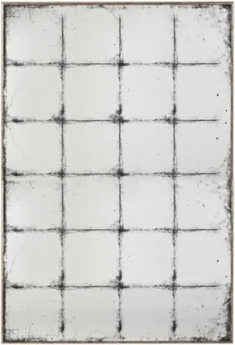 Oglindă decorativă tip fereastră, stil etnic, culoare alb antichizat, din metal și sticlă, 80x120x2 cm, „Window"