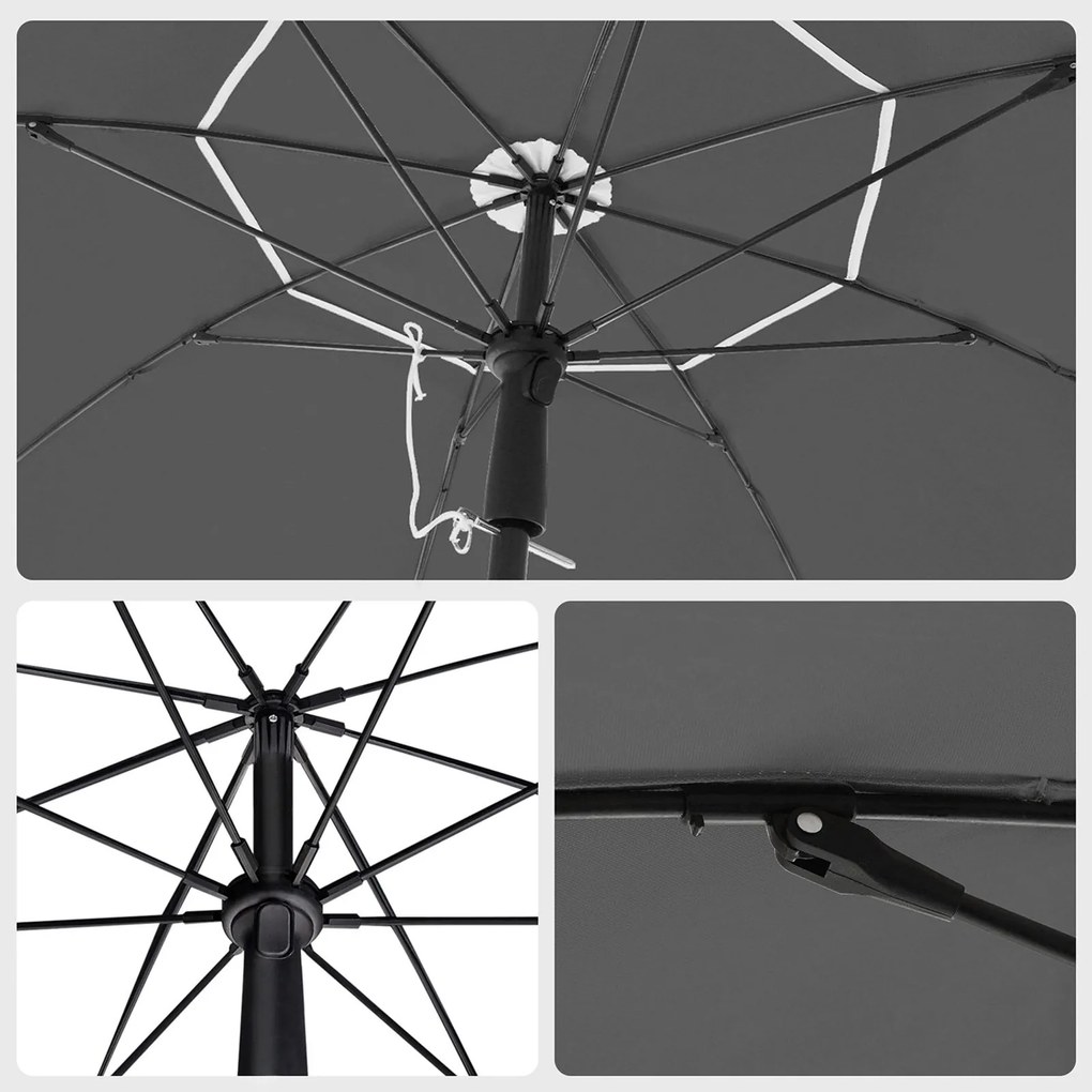 Umbrelă SOLARA, Ø160 cm, gri SongmicsHome