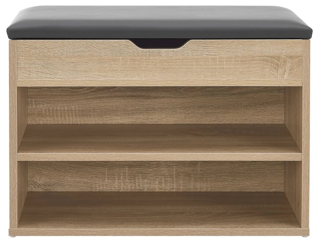 Suport pantofi cu capac rabatabil si scaun tapitat 60 x 30 x 44 cm aspect lemn