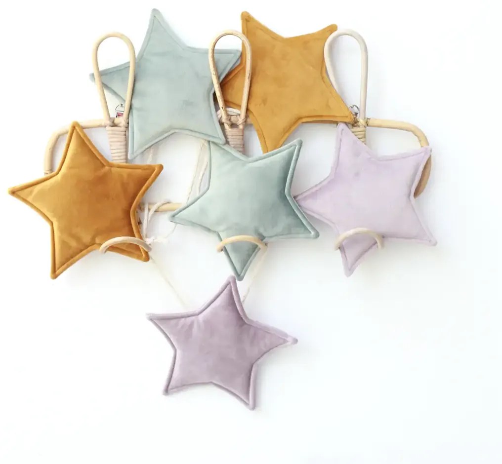 Ghirlanda decor din catifea, decoratiune pentru camera copilului - Velvet lila, menta si galben mustar