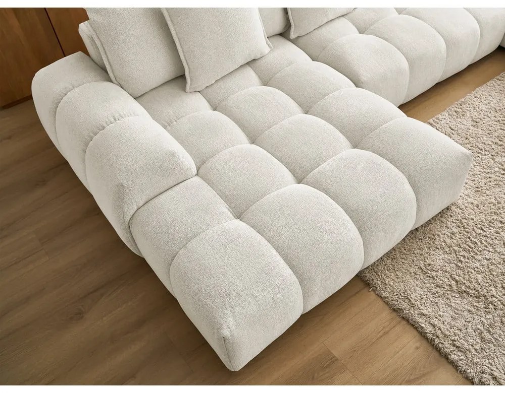 Colțar alb extensibil/cu spațiu de depozitare cu tapițerie din chenille (cu colț pe partea dreaptă/în formă de "U") Everest – Bobochic Paris