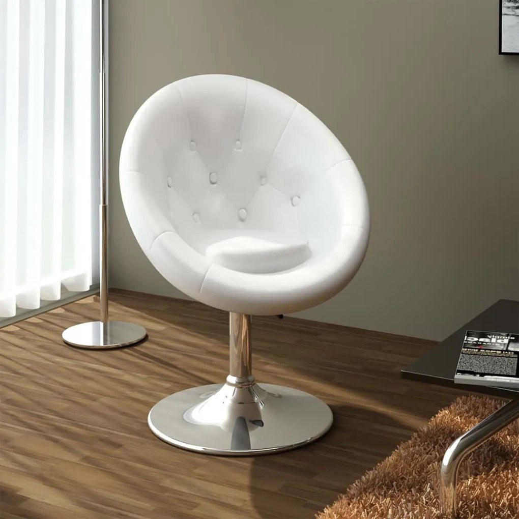 vidaXL Scaun de bar, alb, piele ecologică