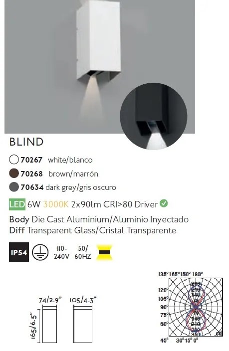 Aplica LED de exterior ambientala design modern IP54 BLIND gri