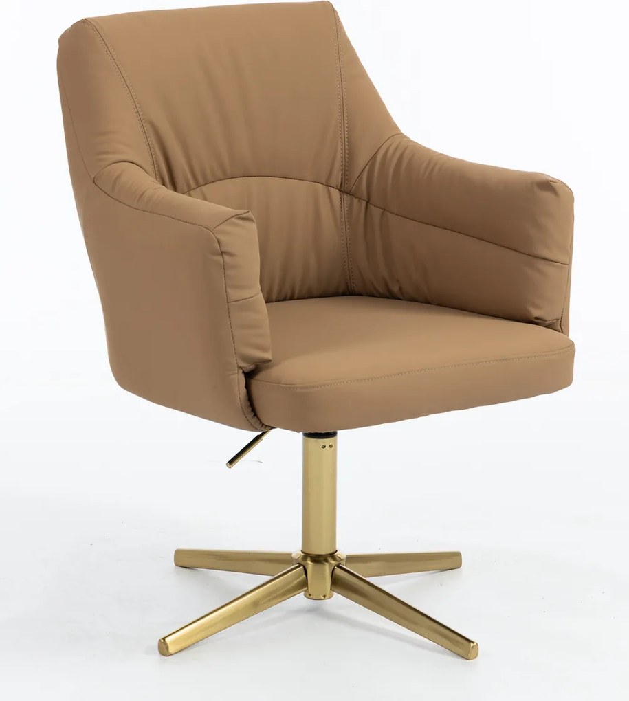 HR840CROSS Scaun Caramel Piele Ecologica Premium Soft cu Bază Aurie