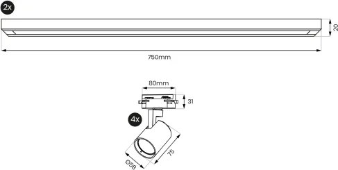 Brilagi - Spot pe șină HUSKY 4xGU10/10W/230V negru/auriu