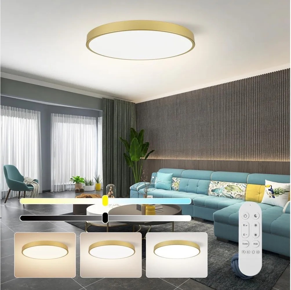 Immax NEO 07311L-LED Dimmabil plafonieră SEMPLICI 96W/230V Ø 80 cm Wi-Fi Tuya auriu + telecomandă