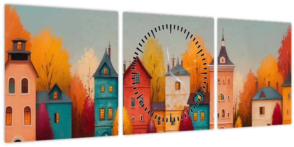 Tablou - Sat de toamnă (cu ceas) (90x30 cm)