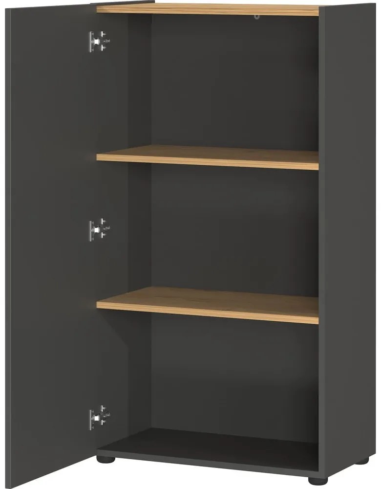 Bibliotecă gri antracit cu aspect de lemn de stejar 61x110x34 cm Adrano – Germania