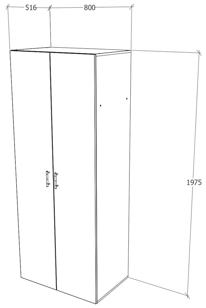 Dulap haaus Nero, 2 Usi, Stejar Sonoma, 80 x 52 x 200 cm