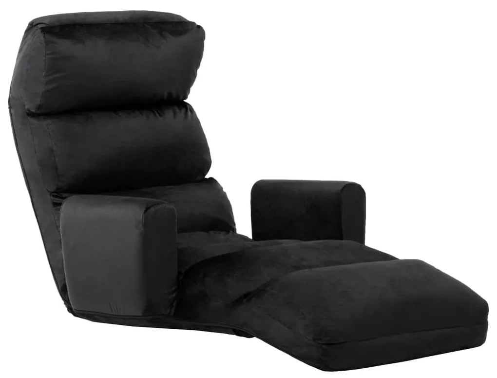 288578 vidaXL Canapea extensibilă de podea, cu brațe, negru, material textil