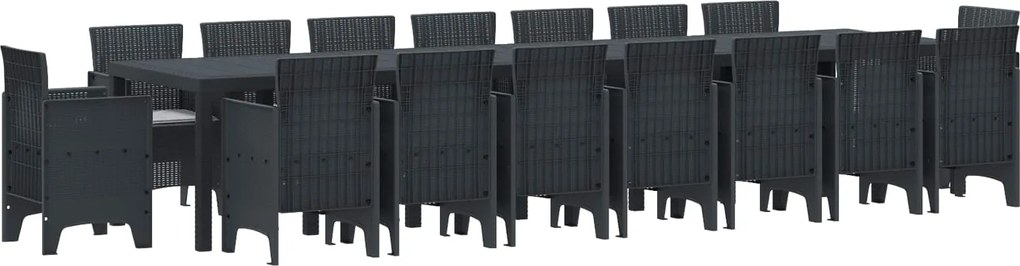 vidaXL Set de masă de grădină cu perne cu pernă 17 pcs Antracit PP