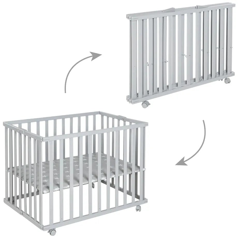 Țarc pentru copii gri 100x75 cm – Roba