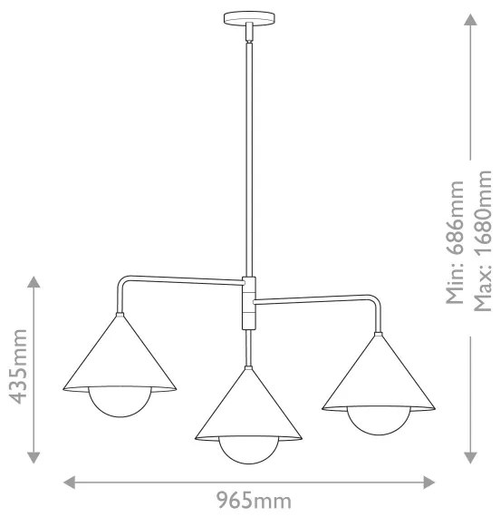 Alora Mood ALM-REMYCK3-GD - Lustru REMYCK pe tijă, 3xE27/60W/230V, auriu