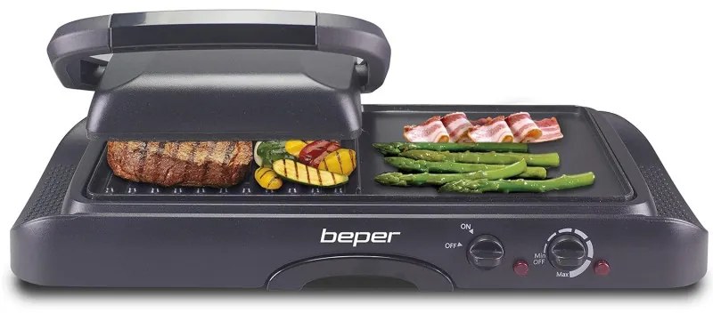 Resigilat: Gratar electric multifunctional Beper P101TOS501, 3in1, 1600W, Acoperire antiaderenta, Negru
