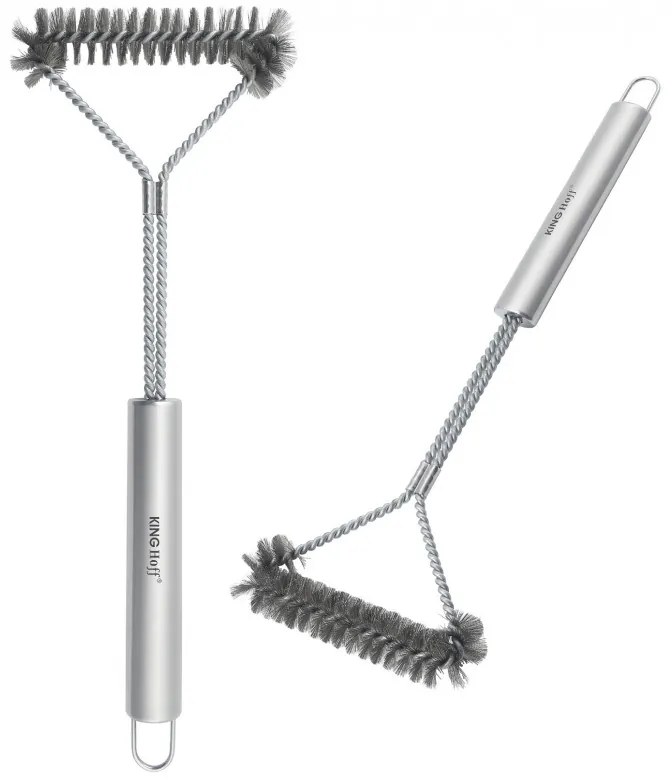 Perie de curatat gratar Kinghoff KH 1915, 41,5 cm, Maner ergonomic, Peri din otel, Inox