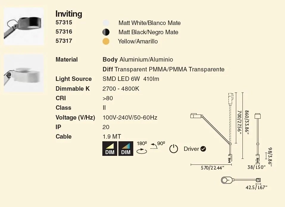 Veioza LED dimabila / Lampa de birou cu clips design ultra-modern INVITING neagra