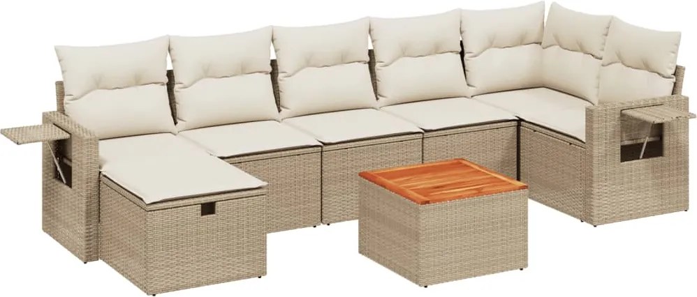 vidaXL Set canapele de grădină, 8 piese, cu perne, bej, poliratan