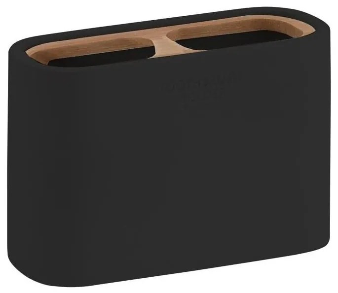 Suport de periuțe de dinți Gedy NINFEA negru/bambus