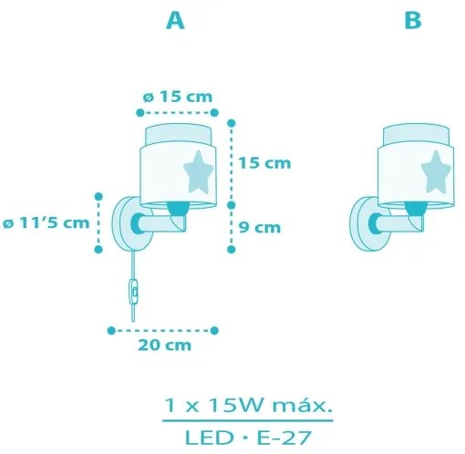 Aplică pentru copii BABY DREAMS 1xE27/15W/230V albastru Dalber 76019T