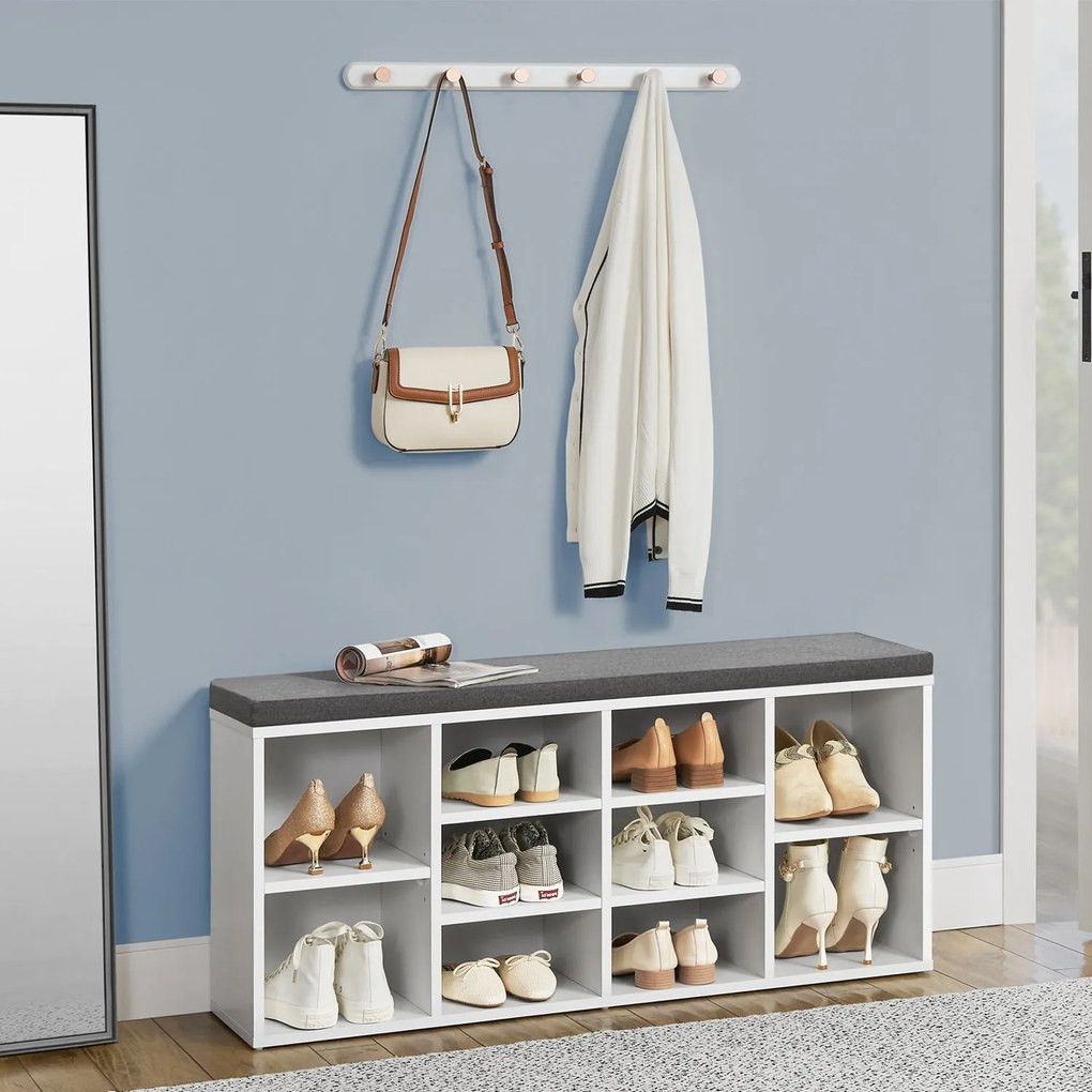Suport pantofi cu captuseala 104 x 30 x 48 cm alb