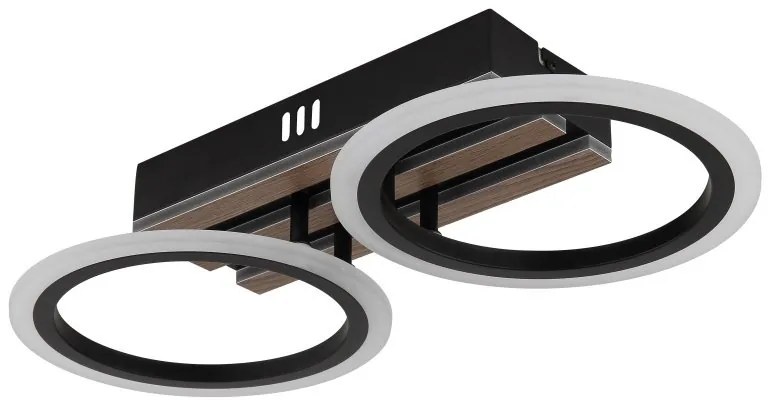 Plafoniera LED CCT BLEVINS riflaj MDF cu efect de lemn