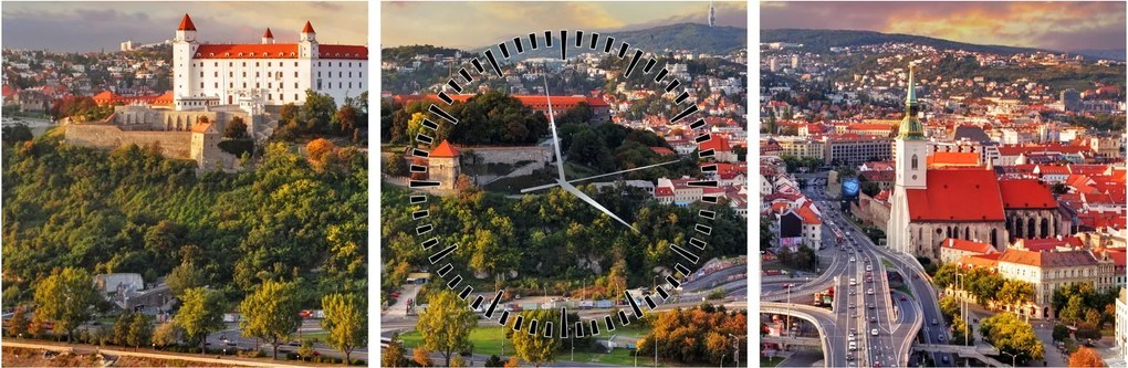 Tablou - Panorama bratislavei, Slovacia (cu ceas) (90x30 cm)