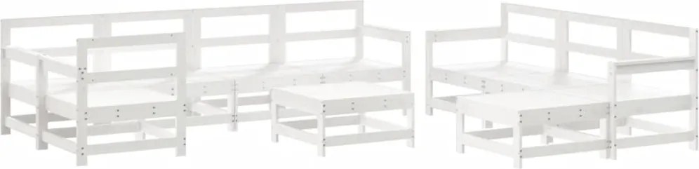 vidaXL Set mobilier relexare grădină, 10 piese, alb, lemn masiv de pin