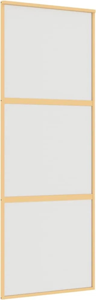 vidaXL Ușă glisantă, auriu, 76x205 cm, sticlă ESG mată și aluminiu