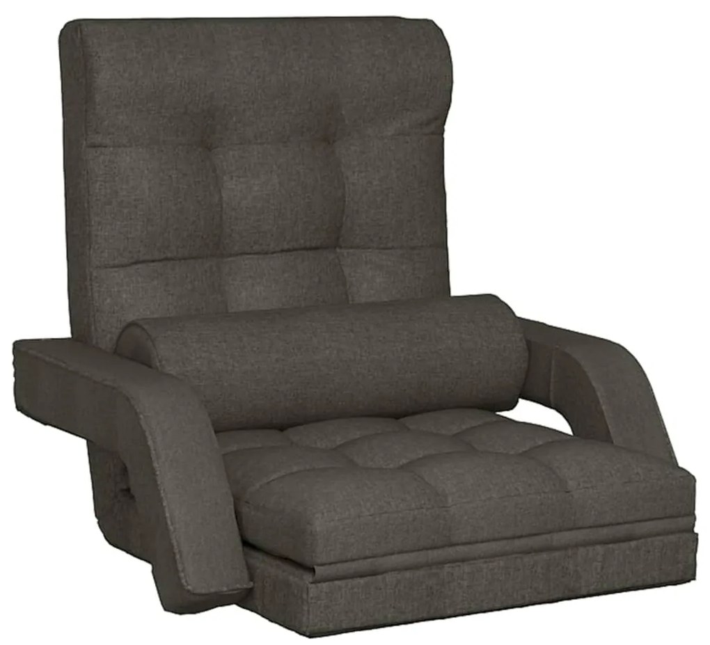 336522 vidaXL Scaun de podea pliabil cu funcție de pat, gri închis, textil