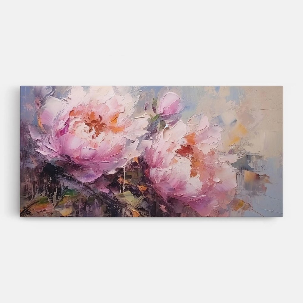 Tablou Canvas, 100x200cm, Dormitor si Living, Moderne, Textura de pictura, Peony Art