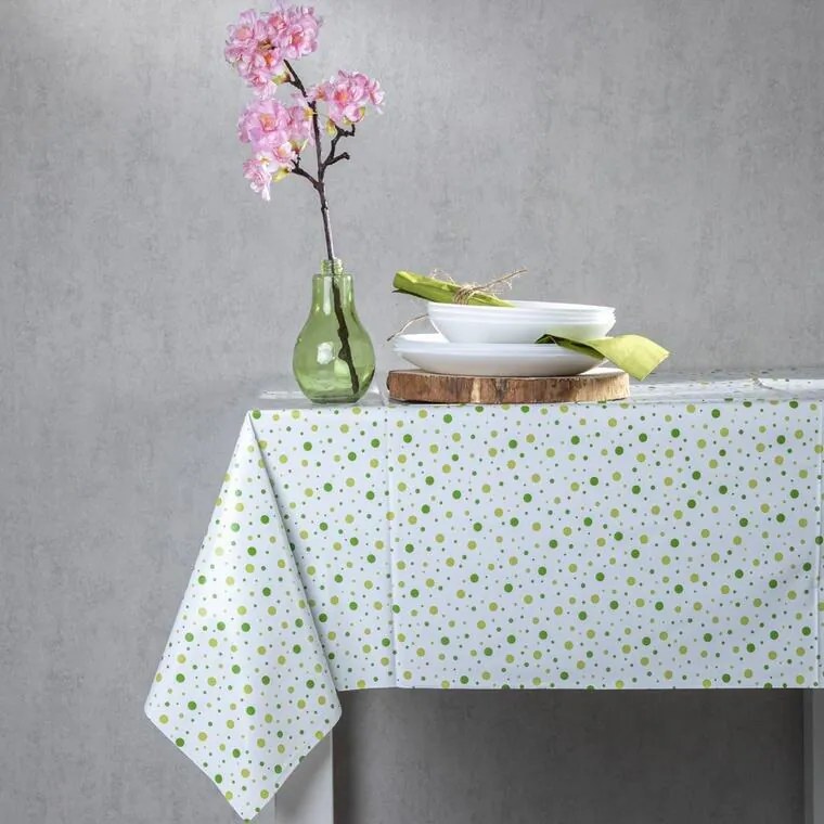 Faţă de masă lavabilă din PVC PUNCTE 130 x 180 cm, verde